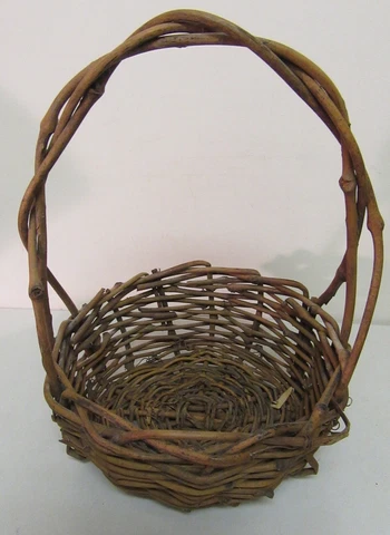 Brown Grape Vine Woven Wooden Round Basket w/Handle 14" Cover