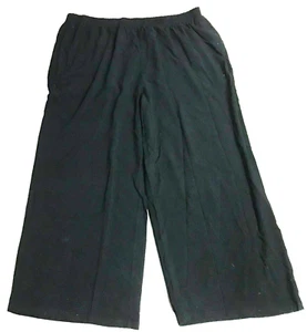 Woman Within 28W Black Wide Leg Pull On Pants Stretch NWT 42"W x 30"I Pockets - Bild 1 von 10
