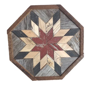 Vintage SE Minnesota Amish Made Wooden Pieced Barn Quilt Wall Hanging 10.5" - Picture 1 of 5