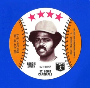 1976 ISALY'S / SWEET WILLIAM BASEBALL DISC - REGGIE SMITH NM+ STL CARDINALS - Foto 1 di 2