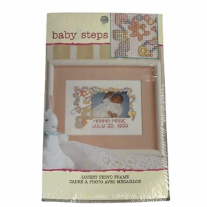 Baby Steps Cross Stitch Kit Locket Photo Frame 5x7 Birth Announcement 113607 NEW - Picture 1 of 2