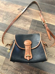 DOONEY & BOURKE All Weather Leather Crossbody Shoulder Bag Black Brown USA-READ - Picture 1 of 12