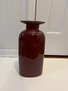 Vintage 13.5 in Tall Glaze Studio Pottery Vase Unmarked Red Burgundy Home decor - Picture 1 of 11