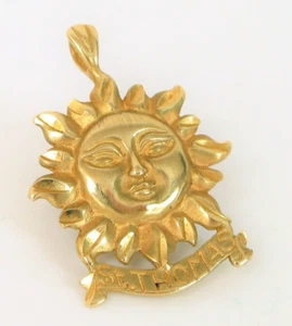 VTG BEAUTIFUL 14K YELLOW GOLD NICE ST THOMAS VIRGIN ISLANDS SUN PENDANT BEACH 3G - Picture 1 of 2