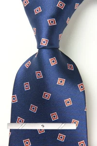 New Classic Polka Dot Brown Blue JACQUARD WOVEN 100% Silk Men's Necktie Tie - Picture 1 of 6