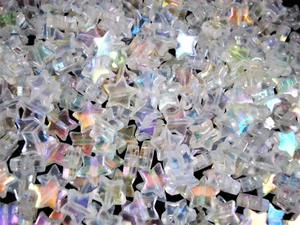 Pulsera collar joyería hágalo usted mismo cuentas plástico transparente AB 11mm estrellas 25g - Imagen 1 de 2