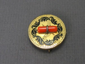 Antique Victorian Gold Filled Natural Coral Watch Pin Brooch 5.7g B68