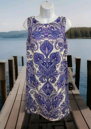 Abito donna Alyx taglia 6 maglia viola bianco paisley senza maniche zip dietro
