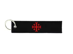 Schlüsselanhänger Schlüsselring Etiketten Stoff Auto niedliche Flagge Ritter Templer Flagge Jerusalem Kreuz - Bild 1 von 1