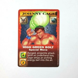 Juego de cartas Mortal Kombat Kard 1992 Johnny Cage High Green Bolt movimiento especial juego - Imagen 1 de 2