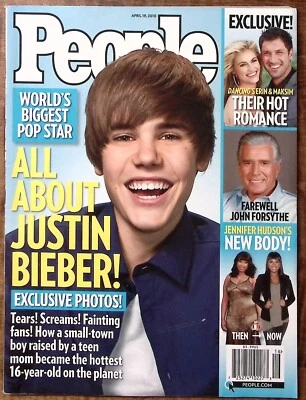 PEOPLE MAGAZINE 4/19/2010 JUSTIN BIEBER JENNIFER HUDSON JOHN FORSYTHE Z5146 - Image 1 of 2