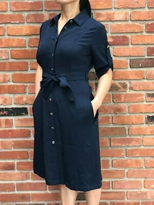 NWT Tommy Hilfiger Mujer Cinturón Camisa Sólida Marina Todas las tallas 2 4 6 8 10 12 - Imagen 1 de 3