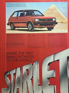 Toyota Starlet Compact 3 Door Hatchback Great Pyramid Giza Vintage Print Ad 1980 - Picture 1 of 4