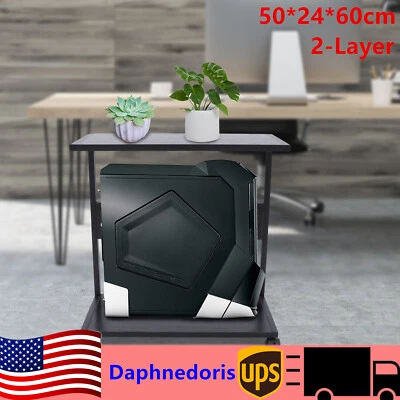 PC Stand Computer Tower Stand 2-Tier CPU Stand 360 Rotation Caster Wheels 44lbs - Image 1 of 4