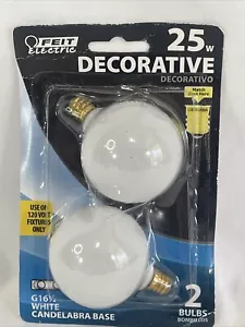Feit Electric 25W G16.5 White Globe Bulbs 1Pack (2 Total Bulbs) - Picture 1 of 1