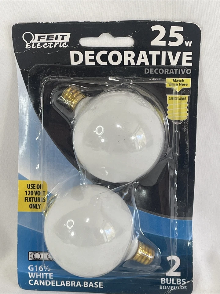 Feit Electric 25W G16.5 White Globe Bulbs 1Pack (2 Total Bulbs) - Image 1 of 1