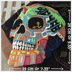 Skull Snake Beautiful Color Art Biker Iron on Embroidered Big Back Patch XL - Picture 1 of 6