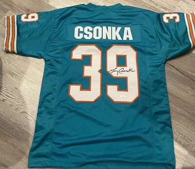 Larry Csonka 签名定制迈阿密海豚队球衣 JSA 认证 — 第 1/2 张图片