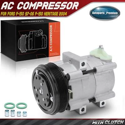 Compresor de aire acondicionado con polea de 6 ranuras para Ford F-150 1997-2006 F-150 Heritage 4,2 L Foto 1 de 4