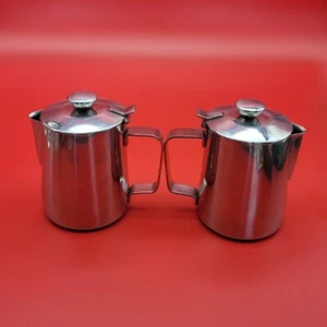 2 Jarra Crema Tetera Servidor Acero Inoxidable Agua Caliente Servir Cocina Desgaste - Imagen 1 de 8
