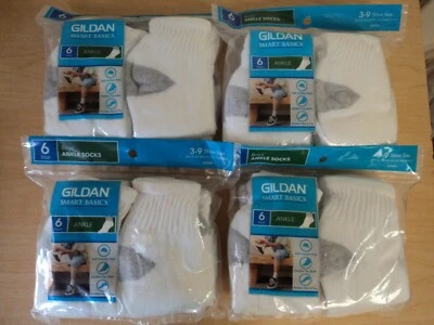 Gildan Smart Basics Boys Ankle Socks 24 Pair 3-9 Shoe Size White Cushion Sock  - Image 1 of 4