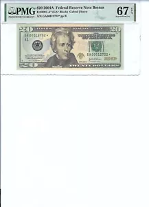 2004 $20 FRN FR2091-A* PMG 67 EPQ, Voston * Note S/N GA00012752*!!! - Picture 1 of 2