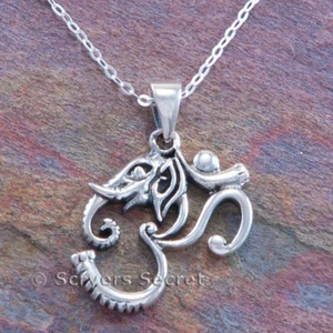 ELEFANTE Ganesh collana ciondolo ciondolo argento sterling 925 segno Om Ohm 18" - Foto 1 di 2