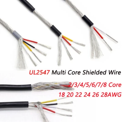 UL2547 Multi Core Cable 2/3/4/5/6/7/8 Core Shielded Wire 18AWG~28AWG Black/Grey - Image 1 of 4