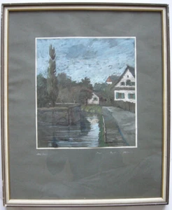 Rudof Sokol (1887-1974) Dachau Am Kanal Orig Pastell signiert 1998 gerahmt - Picture 1 of 8