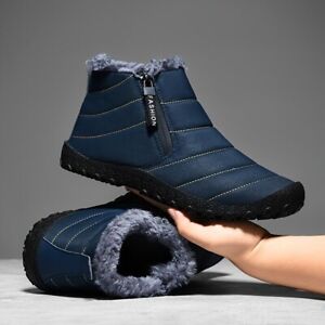 Men's Comfortable Warm Waterproof Non-slip Snow Bootie With Plush Ankle Boots