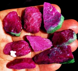 ¡Museo 56,9 g 8 piezas! Rubí rojo natural en gema de cristal de zoisita verde espécimen ie4374 - Imagen 1 de 15