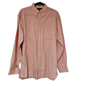 Tommy HIlfiger Shirt Mens 16.5 34 35 Orange White Gingham Plaid Regular Fit - Picture 1 of 8