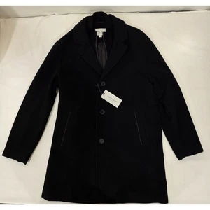 Cole Haan Men's Black Mid Length Wool-blend Button Up Coat. Size L - Picture 1 of 14