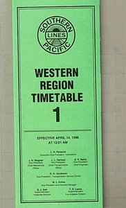 Southern Pacific Lines Western Region Timetable 1 of April 1996 - Picture 1 of 1