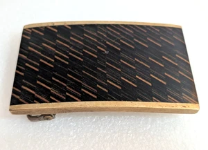 Vintage Desert Mountain Crafts goldfarbene Metallintarsien Holz Gürtelschnalle Southwestern - Bild 1 von 7