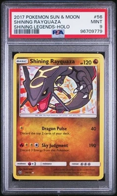 ✨✨✨ PSA 9 Rayquaza Holo Sun & Moon Shining Legends 56 Shining 2017 Pokemon - Image 1 of 2
