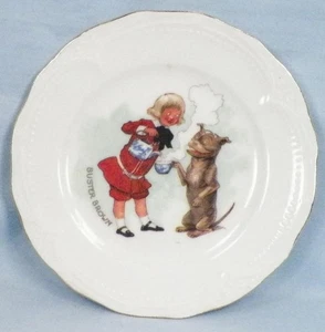 Plato infantil Buster Brown & Tige porcelana para verter té de colección adorable - Imagen 1 de 3