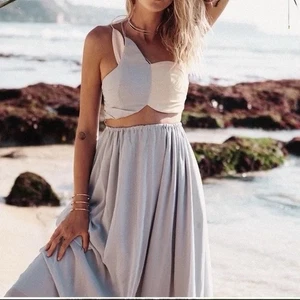 Sabo Skirt Abilene Gown Formal Maxi Dress Women’s S Gray Cream - Picture 1 of 10