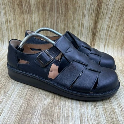 Sandalias de pescador Finn Comfort Tropez para hombre talla 10 EU 43 de cuero negro con hebilla Foto 1 de 4