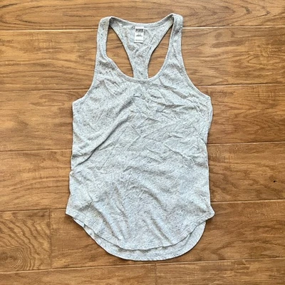 Camiseta sin mangas ROSA Victoria's Secret ropa de dormir talla S espalda deportiva gris jaspeado Foto 1 de 4