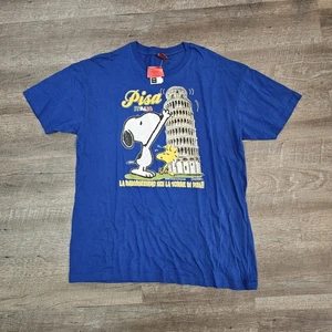 Peanuts italienisches T-Shirt, Snoopy, Woodstock, Schiefer Turm von Pisa, blau, Gr. L - Bild 1 von 10