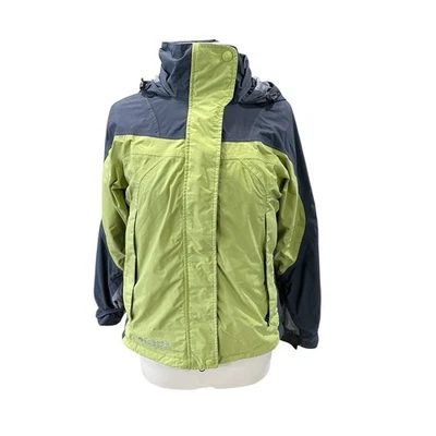 COLUMBIA SPORTSWEAR Chaqueta Impermeable Verde/Gris Con Capucha Para Mujer Talla Pequeña Foto 1 de 4