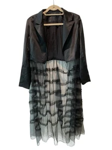 Gothic Smoking Sakko Tüll Midi Schwarz Goth Victorian Whimsycore Witchy M/L - Bild 1 von 3