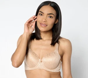 Breezies Wild Rose Lace Contour Underwire Bra Warm Beige D/34 New - Picture 1 of 1