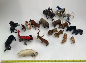 Schleich Animals Horses Knights Bears Deer Bull Lot of 20 Pieces - Picture 1 of 10