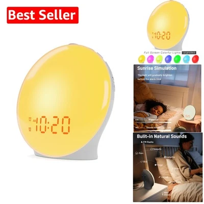 Dual Alarm Wake Up Light with FM Radio & 7 Natural Sounds for Bedrooms - Image 1 of 4
