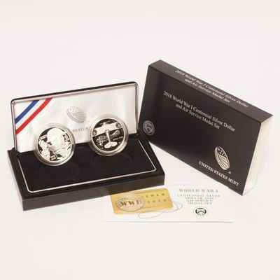 2018 World War I Air Service Commemorative Proof Silver Medals 2-Coin Set - Image 1 of 3