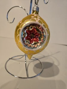 Hand Blown Glass Hand Painted Single Indented Tear Drop Ornament - Picture 1 of 10