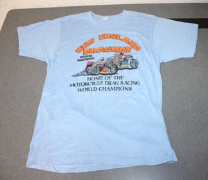 VINTAGE 1980ER NEW ENGLAND DRAGWAY MOTORRAD DRAGRACING SHIRT LARGE - Bild 1 von 10