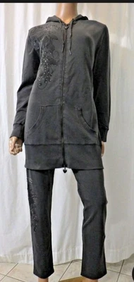 NWT BCBGMAXAZRIA  hoodie + matching leggings set in charcoal washed black. XL - Image 1 of 4